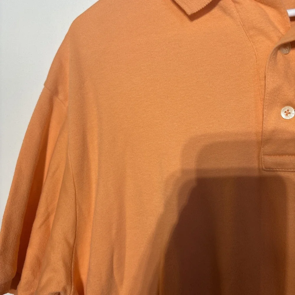 Polo Ralph Lauren‎ Men's Large Orange Polo Shirt USA 100% Cotton Blue Pony